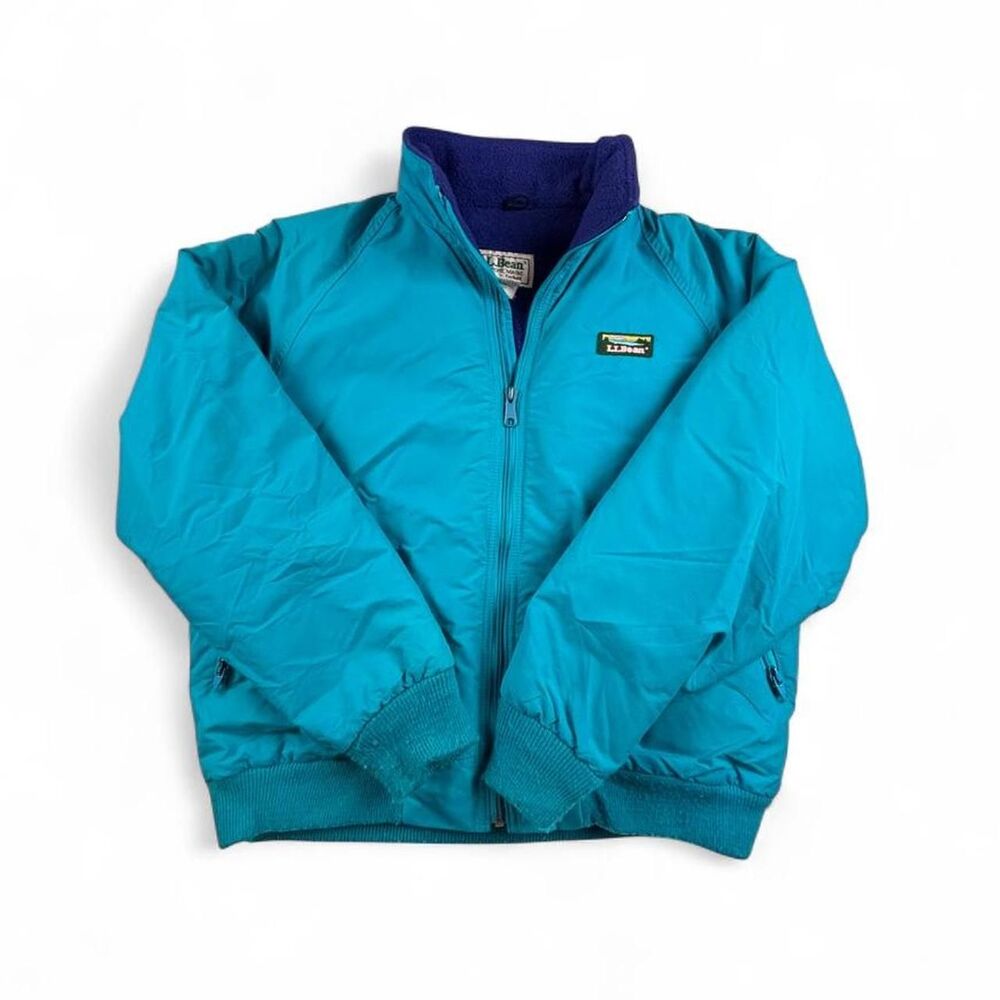 Vintage L.L.Bean Teal Blue Fleece Lined Jacket Women’s M Retro Outdoor Full Zip